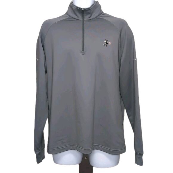 Dunning Golf 1/4 Zip Performance Pullover Mens M Gray Halloween Witch Broom READ - Picture 3 of 15